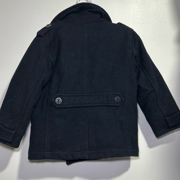 BABY GAP Boys Size 4 Dark Blue Pea Coat Wool Lapel collar, double-button front - Picture 2 of 10
